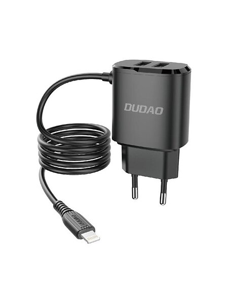 Dudao A2ProL 2x USB med inbyggd Lightning-kabel 12W