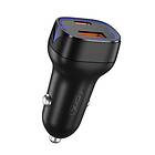XO Billaddare 1X USB 1x USB-C PD QC 3,0 20W CC37 Svart
