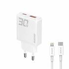 Dudao A30EUL Snabbladdare 30W USB-A/USB-C med USB-C/Lightning Kabel
