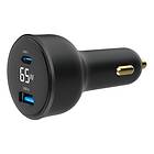 Gembird TA-UC-AC2PD65LCD-CAR-01 1x USB-C 1x USB-A 65W