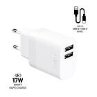 Fixed Hemladdare 2x USB-A 17W/USB-C kabel 1m