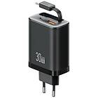 Usams Snabbladdare 30W 1xUSB-C 1xUSB-A Med USB-C Kabel