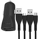 Energizer Hardcase DC2BLCMM Billaddare 2x USB-A 2.4A med USB-C & Micro USB-kabel 12W