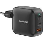 FoneKit GaN PD USB-C + USB-C + USB-A Väggladdare 100W