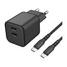 Dacota Platinum DP45W2U2MBK Dubbel USB-C GaN Väggladdare 45W
