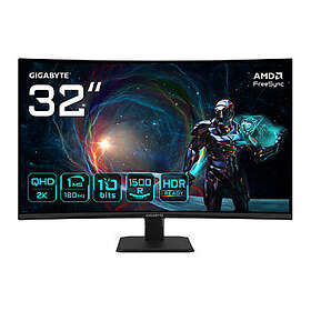 Gigabyte GS32QCA 31.5" QHD Curved Gaming Monitor - 2560 x 1440, 180Hz, 1ms, 250 cd/m², FreeSync, HDR Ready, HDMI 2.0, Displayport 1.4