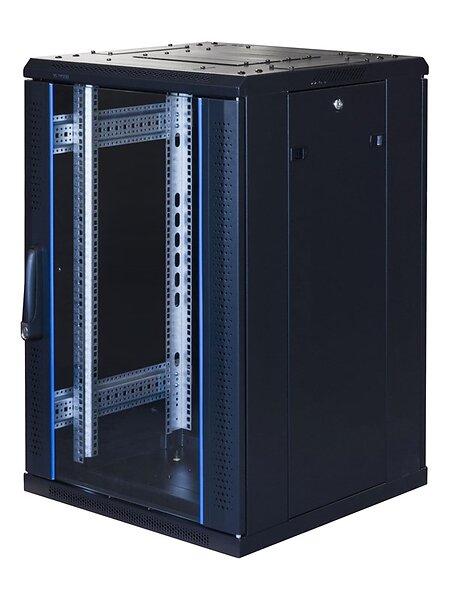 Toten System G 19" cabinet 18U 600x600 glass door perforated rear door 800kg load black