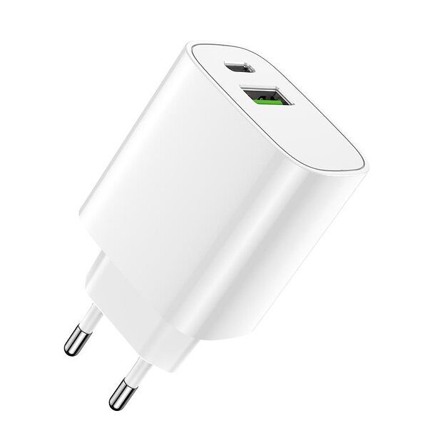 Forever LS-04 Väggladdare 1xUSB QC 3,0 1xUSB-C PD 20W