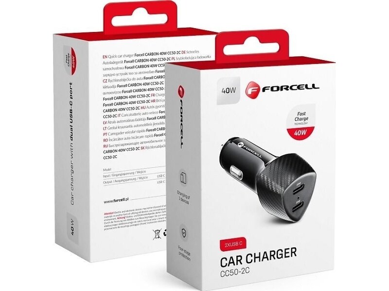 Forcell CC50-2C billaddare USB-C 3,0 PD20W USB-C 3,0 PD20W
