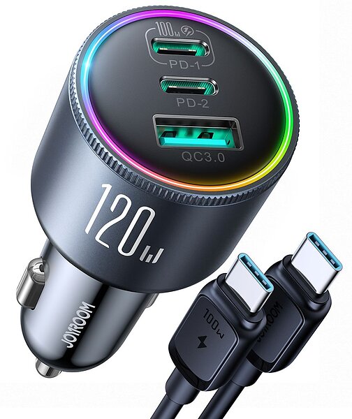 Joyroom JR-CCN07 Billaddare 2xUSB-C USB-A USB-C kabel 100W