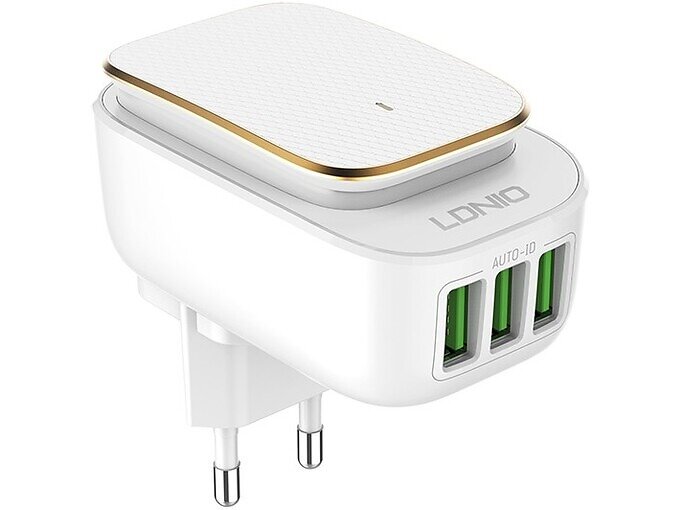 LDNIO Set Adapter A3305 220v 3x Usb 3,4a Lightning Cable Led Light