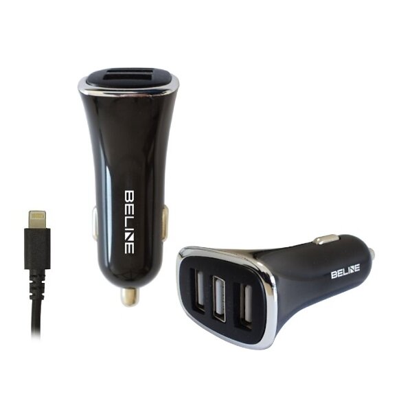 Beline Billaddare 3x USB-A Med USB-Lightning Kabel