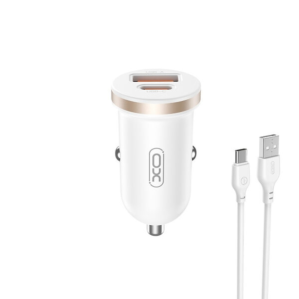 XO CC56 Billaddare 30W 1x USB 1x USB-C + USB-C Kabel