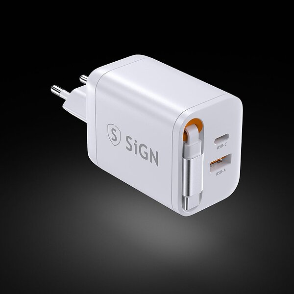 SiGN SN-TC-40W GaN USB-C/USB-A med USB-C kabel 40W