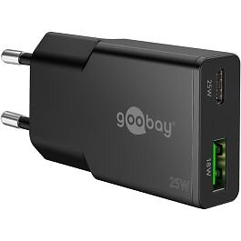 Goobay 75733 Slim USB-C/USB-A GaN Dubbel Snabbladdare 25W