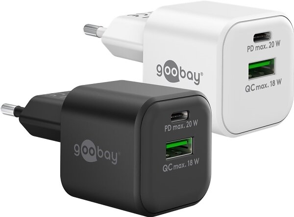 Goobay 65865 USB-C GaN Dubbel Snabbladdare 20W
