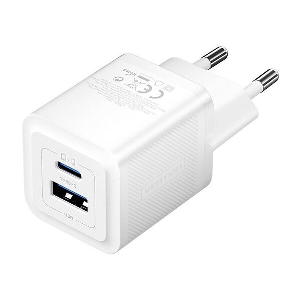 Vention FEQW0-EU USB-C + USB-A GaN Snabbladdare 30W