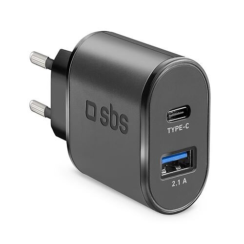 SBS TETRAVUSBTC2AFAST 1xUSB-C + 1xUSB-A Snabbladdare Väggladdare 10W