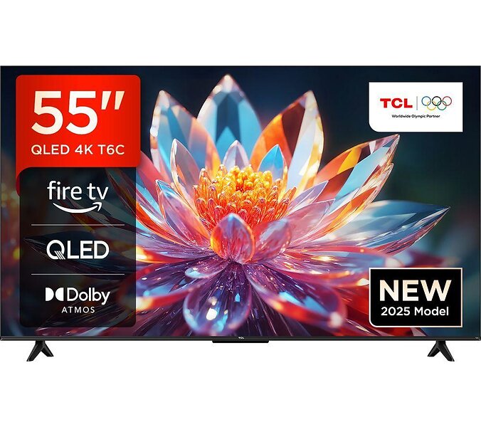 TCL T6C 55" 4K Ultra HD QLED HDR Dolby Vision Smart TV (2025) - 55T6C