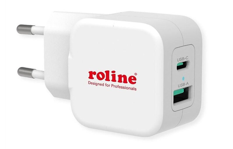 Roline 19.11.1052 USB-C PD QC 3.0 20W Dubbelport Väggladdare