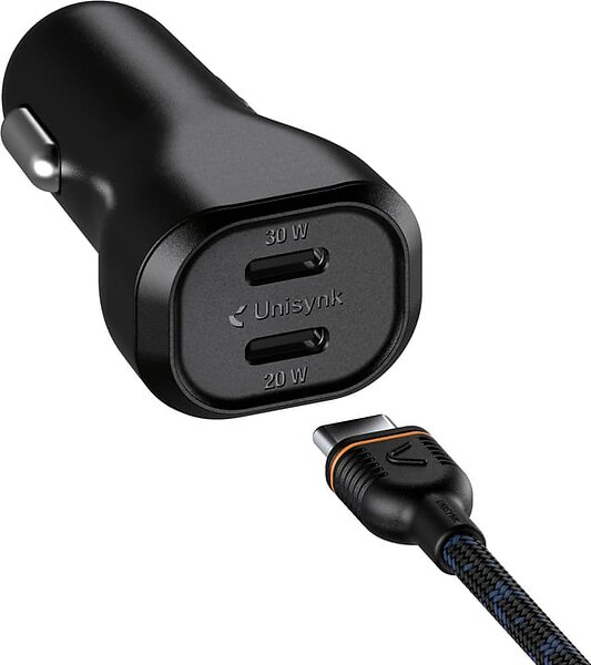 Unisynk 10480 Dubbel USB-C Billaddare 50W