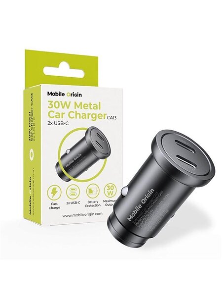 Mobile Origin MO-MCCH30W-CA13 Metall Billaddare 30W 2x USB-C