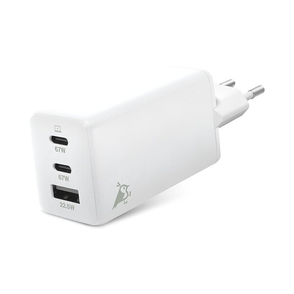 Aqiila 406016 Chargebird W3 GaN Laddare 65W PD QC (2x USB-C + USB-A)