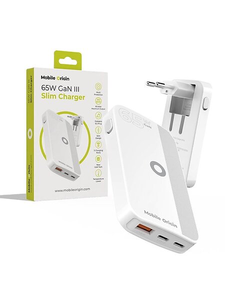 Mobile Origin GAN-65W-SLM-WHT Slim Laddare 65W