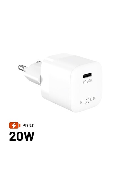 Fixed FIXC20M2-C-WH Snabb Mini Hemladdare 20W USB-C PD