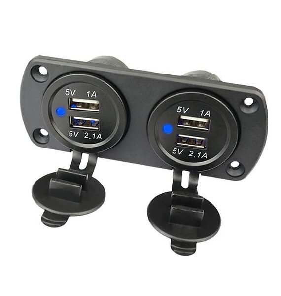 INF 308821 Dubbel USB-Billaddare med Blått Ljus