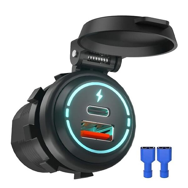 INF 278209 Billaddare 12V/24V QC3.0 med Skyddslock