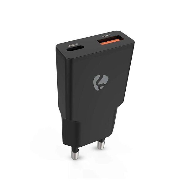 Nedis WCHA20BK 20W GaN PD3.0 Snabbladdande Väggladdare med 2 Portar USB-A/USB-C