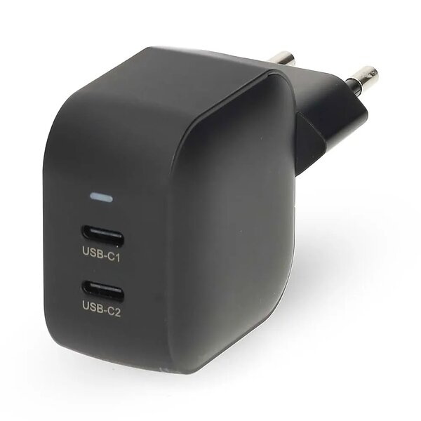 Nedis WGCHA45WBK 45W GaN PD3.0 Snabbladdande Väggladdare med 2x USB-C-portar