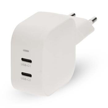 Nedis WGCHA45WWT 45W GaN PD3.0 Snabbladdande Väggladdare med 2 USB-C-portar