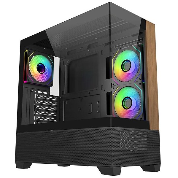 Cooler Master Elite 690 Wood RGB (Svart/Brun)