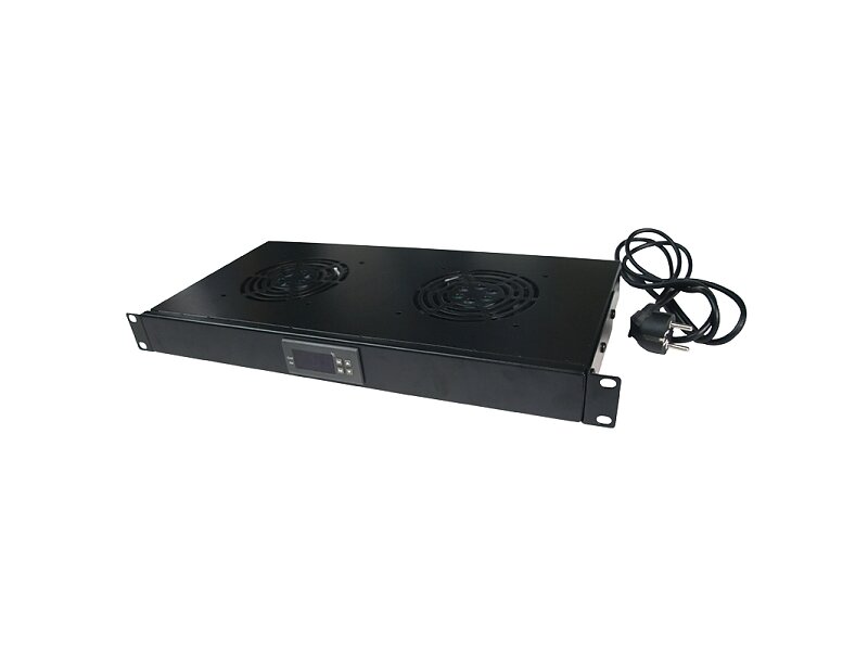 LogiLink Rack Fläktfack med Termostat 1U 19" FAU02FB