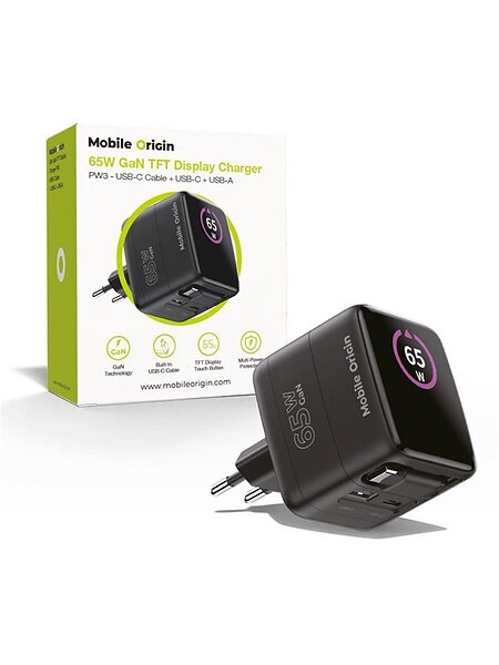 Mobile Origin MO-65WDCH-PW3 GaN-skärmladdare USB-C 65W