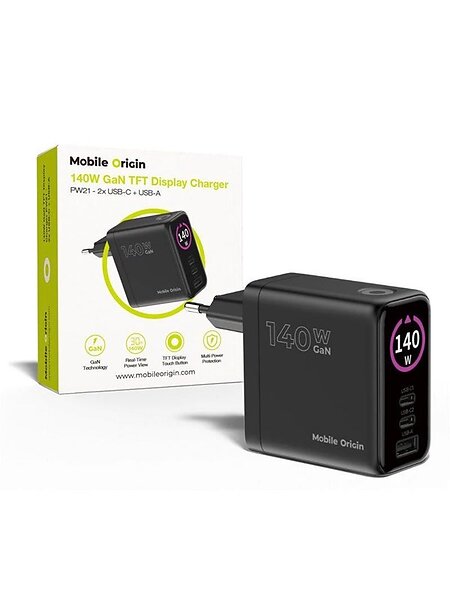 Mobile Origin MO-140WDCH-PW21 140W GaN Display Charger PW21 - 2x U 140W