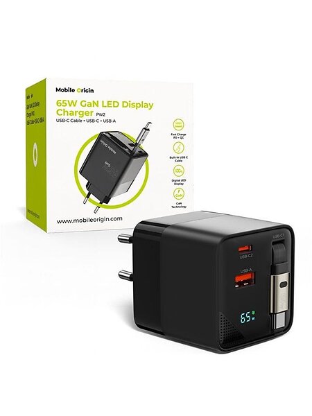 Mobile Origin MO-65WDCH-PW2 65W GaN Display Charger PW2 - USB-C 65W