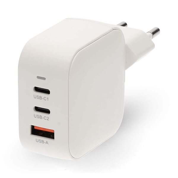Nedis WGCHA70WWT GaN PD3.0 3-Port USB-A USB-C Väggladdare 70W