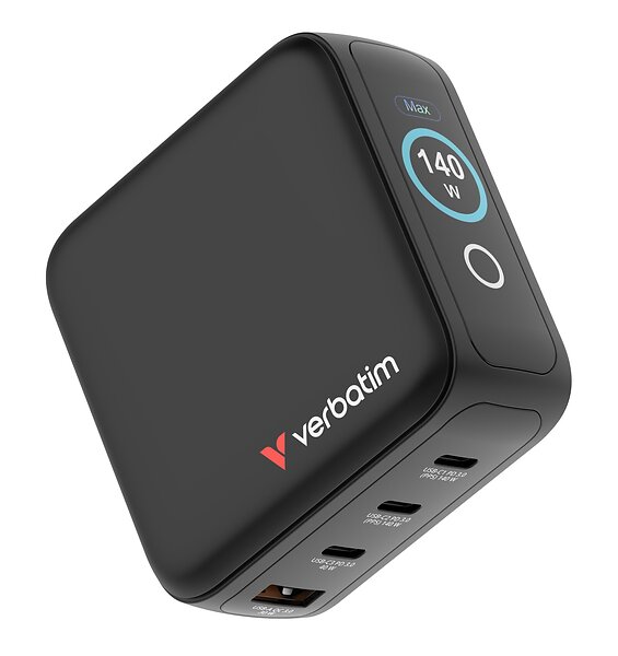 Verbatim 30240 Mini GaN Laddare 4-port med Display 140W