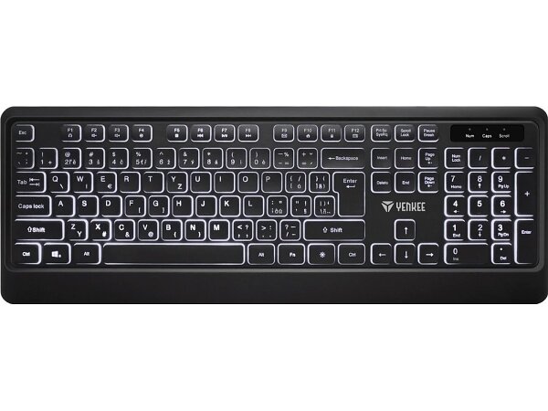 Yenkee YKB 1025 Upplyst Tyst USB-Tangentbord Med Lågprofilstangenter