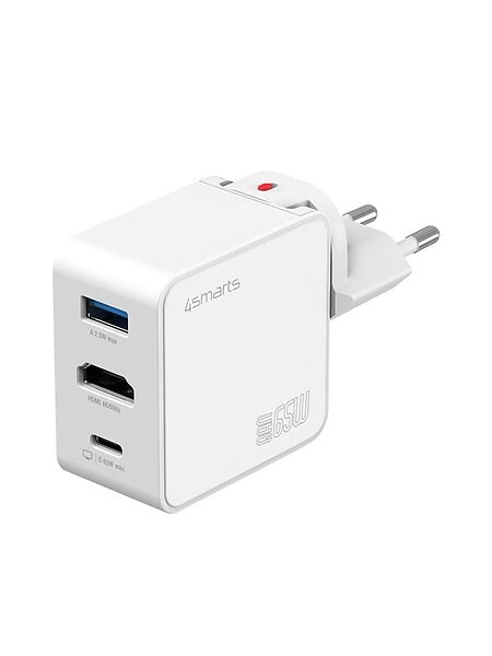 4smarts GaN Flex 541711 3in1 HDMI Hub med Laddare 65W
