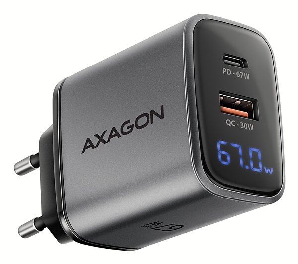 AXAGON ACU-PQ67D 1x USB-A + 1x USB-C Laddare 67W