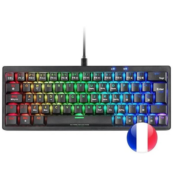 Mars Gaming MKMiniPro Yellow Silent Mekaniskt Tangentbord (FR)