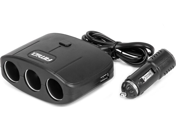 AMiO Biladapterfördelare med 2 USB-A-portar 100W