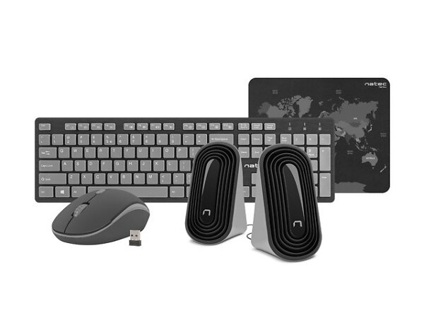 Natec Tetra Trådlös USB Membran Tangentbord med Mus Inkluderad