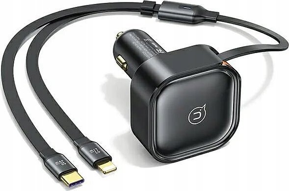 Usams C41 USA1063 Billaddare med Utdragbar Kabel 1xUSB-C 1xLightning PD 30W
