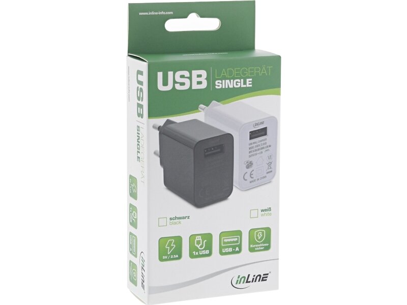 InLine 31507B AC Enkel USB-A Väggladdare 5W