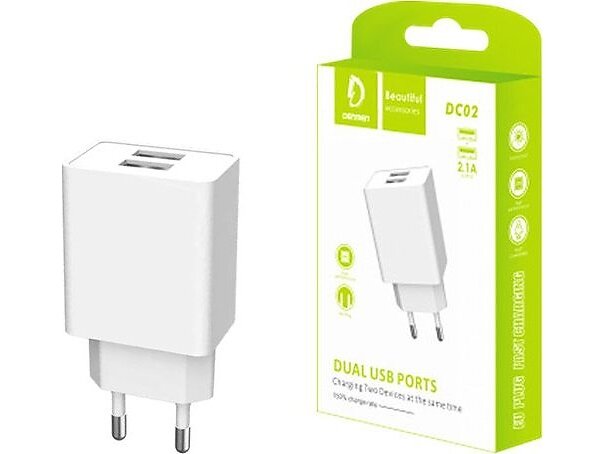 Denmen 29974 Dubbel USB-A Väggladdare 2.1A